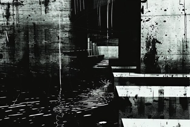 Photo abstract grunge cityscape with water