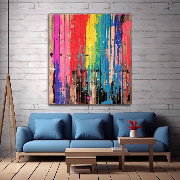 Photo abstract grunge wall art in the style of rainbowcore