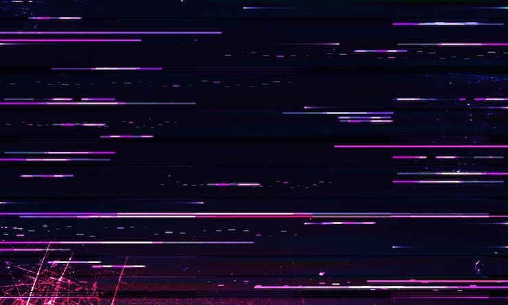 Photo abstract grunge wallpaper damaged your screen violet bug noise on black fabric scratched with dust