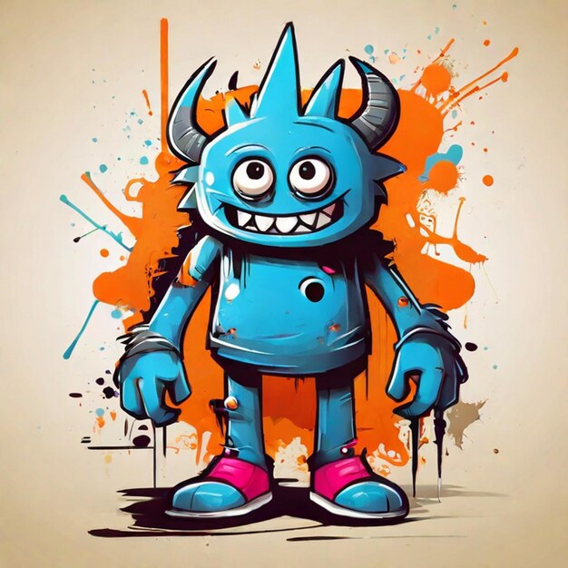 Abstract grunge with monster characters Super drawing in graffiti style Vector illustration