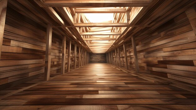 Photo abstract grunge wooden interior perspective view