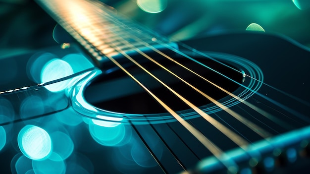 Abstract guitar on dark magical background