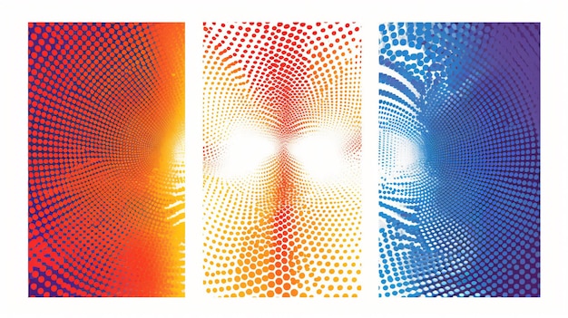 abstract halftone white background set in three colo