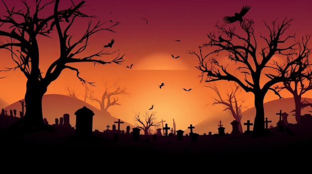 Abstract Halloween Background from Graveyard AI Generation