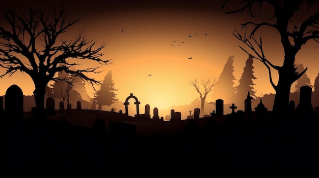 Abstract Halloween Background from Graveyard AI Generation