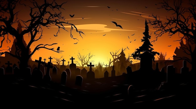 Abstract Halloween Background from Graveyard AI Generation