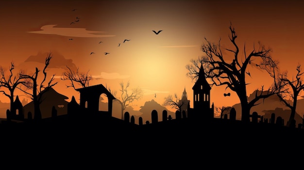 Abstract Halloween Background from Graveyard AI Generation