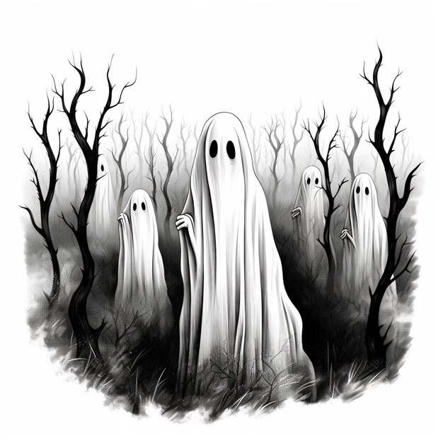 Photo abstract halloween ghost drawings