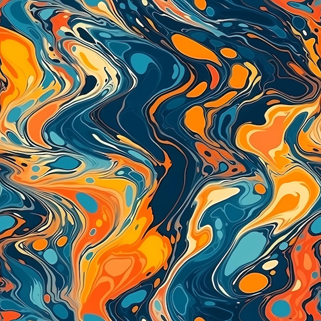 抽象的な手描き 絵画 デジタル絵画 大理石 テクスチャ 液体 流体 波状のシームレスな流体パターン 絞り染め バティック 背景 ジェネレーティブ Ai