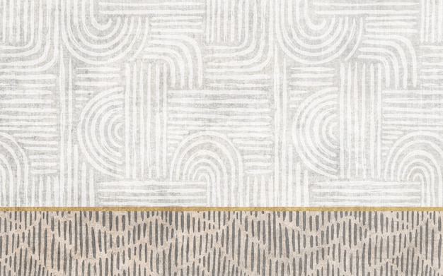 抽象的な手描きのライン アート パターン、灰色のカーペットの背景。