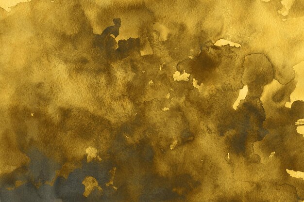 Abstract hand made watercolor background with ink texture and gold foil effect