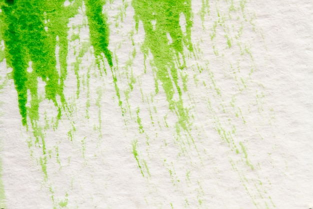 Abstract hand painted green watercolor splash on white paper 