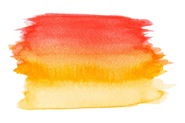 흰색 배경에 추상 수제 빨간색, 주황색, 노란색 수채화