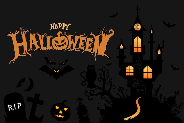 Abstract Happy Halloween Day Scary Castle Background