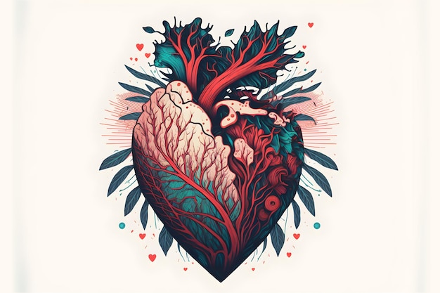 Абстрактная иллюстрация формы сердца Всплеск на День святого Валентина подарок любовь значок логотип эмблема Generative ai