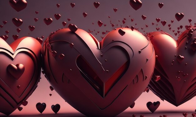 Фото Абстрактные формы сердца, летающие как концепция дня святого валентина