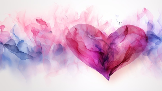 Photo abstract heart with blue and pink smoke on a white background