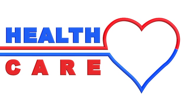 Abstract Heart with Health Care sign on a white background