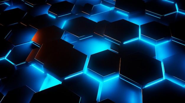 abstract hexagon background glowing technology concept