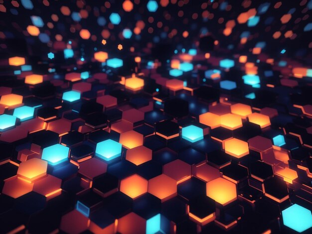 abstract hexagon pattern background with glowing elements