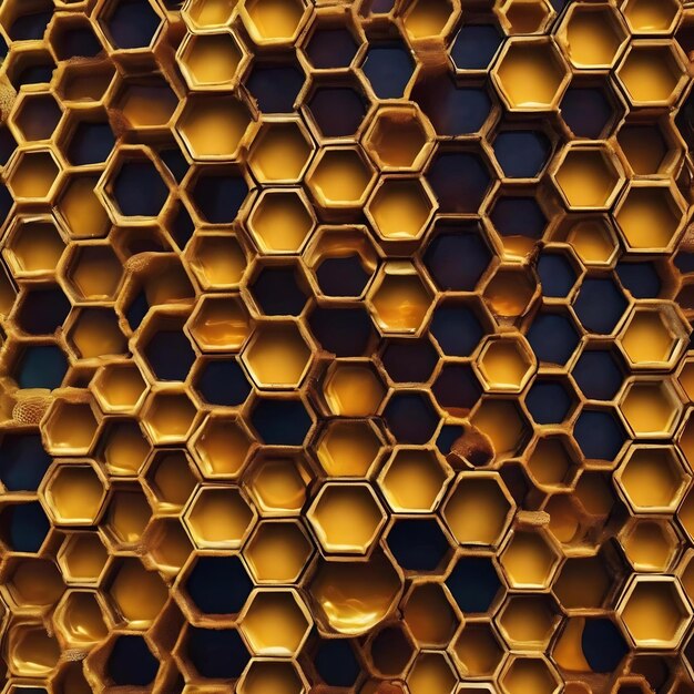 Abstract hexagon structure is honeycomb from bee hive filled with golden honey