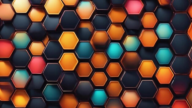 Abstract hexagonal dark background geometric shape wallpaper with gradient honeycomb