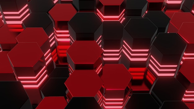 Abstract hexagonal future red background Modern wallpaper digital design 3d render