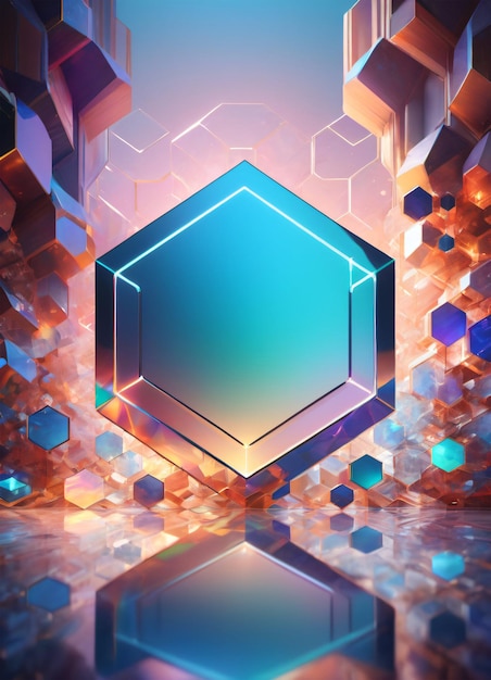 Abstract hexagonal holographic texture background