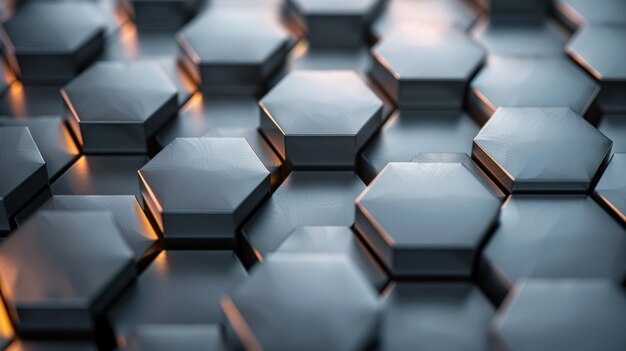 abstract hexagonal metal background with white copy space generative ai