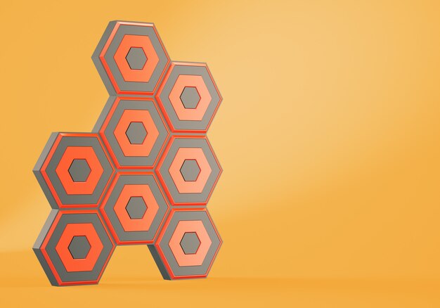 Photo abstract hexagons on orange background