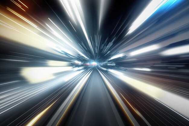 Photo abstract high speed technology pov motion blur in a future technology concept