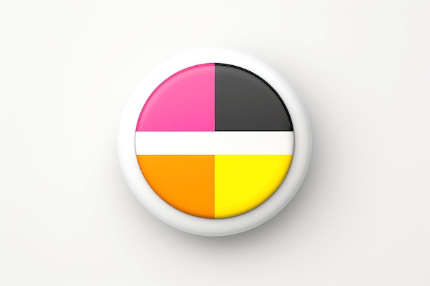 Abstract high tech multicolor button on white background Generative AI