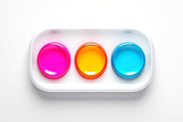 Photo abstract high tech multicolor button on white background generative ai