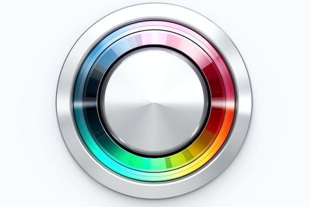 Foto bottone multicolore ad alta tecnologia astratta su sfondo bianco ai generativa