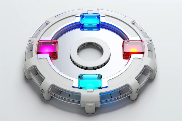 Abstract high tech multicolor button on white background Generative AI
