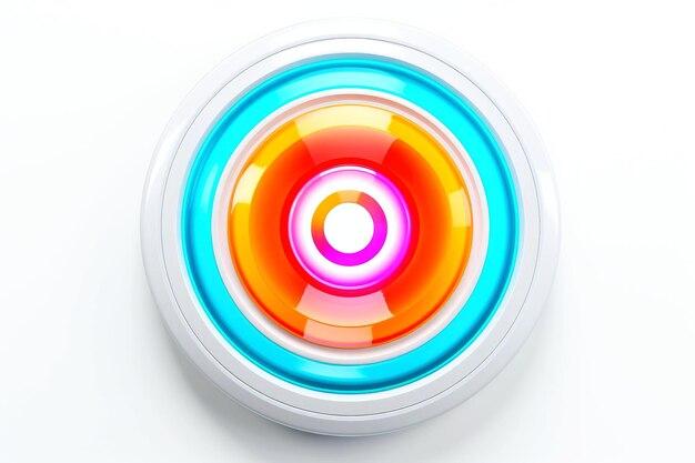 Abstract high tech multicolor button on white background Generative AI