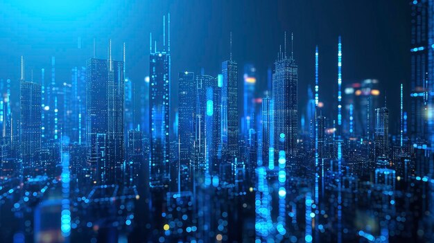 Premium Photo | Abstract hologram 3D city rendering with futuristic ...