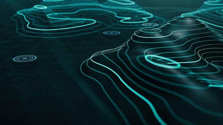 Photo abstract hologram landscape background 3d rendered image of topology structure map polygonal wire