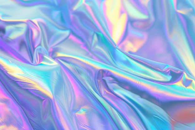 Abstract holographic metallic background in pastel neon colors