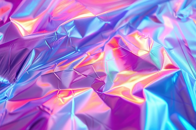 Abstract holographic neon foil and paper background with copy space