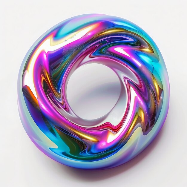 Abstract holographic ring on transparent background