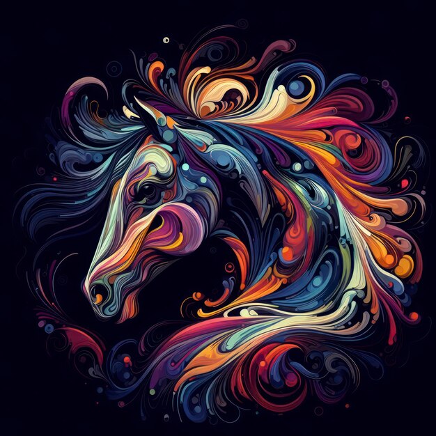 Premium AI Image | abstract horse dark background ai generative