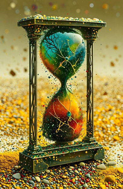 Abstract Hourglass with Exploding Sand Concept Art