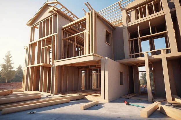 Photo abstract house construction 3d illustration