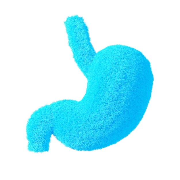 Abstract Human Blue Fur Stomach Anatomy Internal Organ 3d Rendering