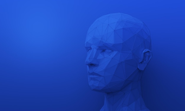 Abstract human face 3d render artificial intelligence concept
