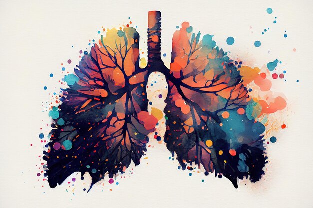 Foto vettore astratto del polmone umano con punti e linee generative ai