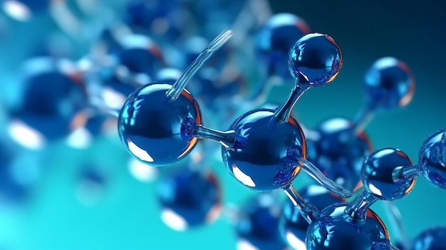 写真 抽象的なヒアルロン酸分子の青い球状構造