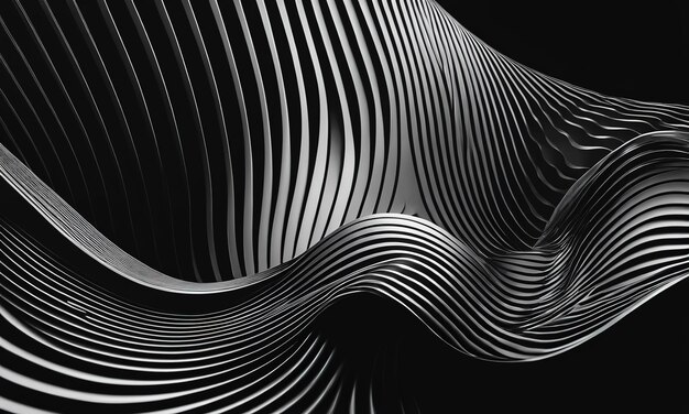 Фото Абстрактный гипнотический узор с черно-белыми полосатыми линиями