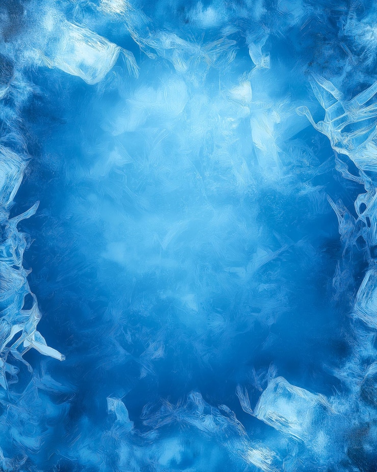 Abstract ice texture in shades of blue with intricate patterns resembling frozen surfaces evoking